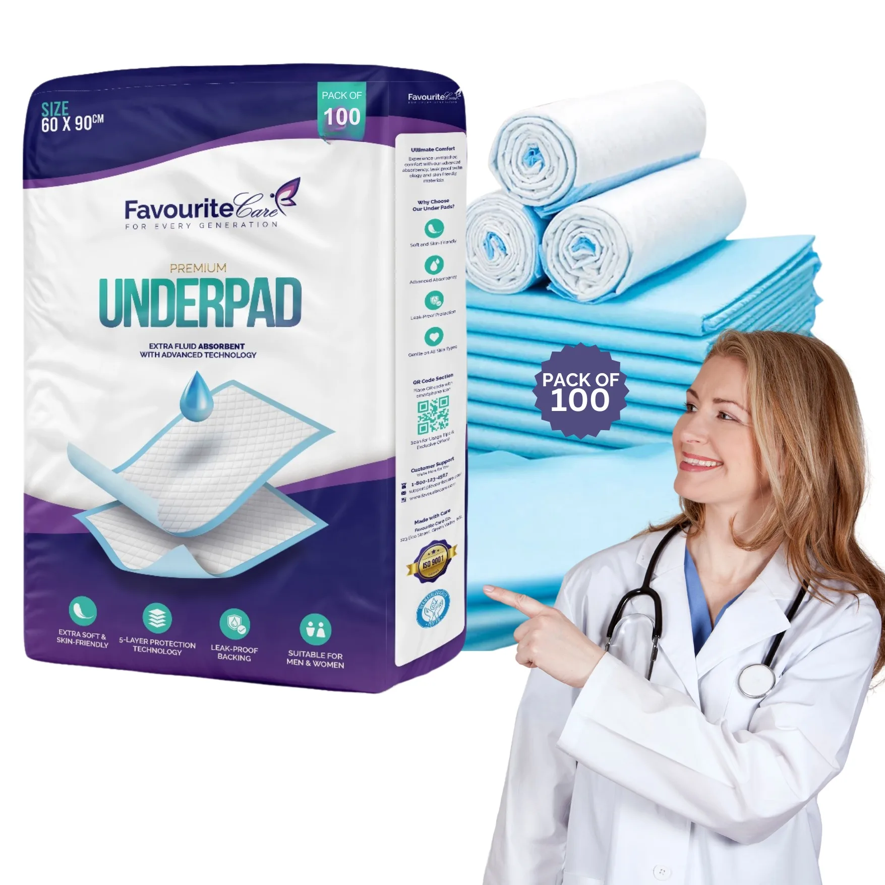 Underpad pack with stacked sheets